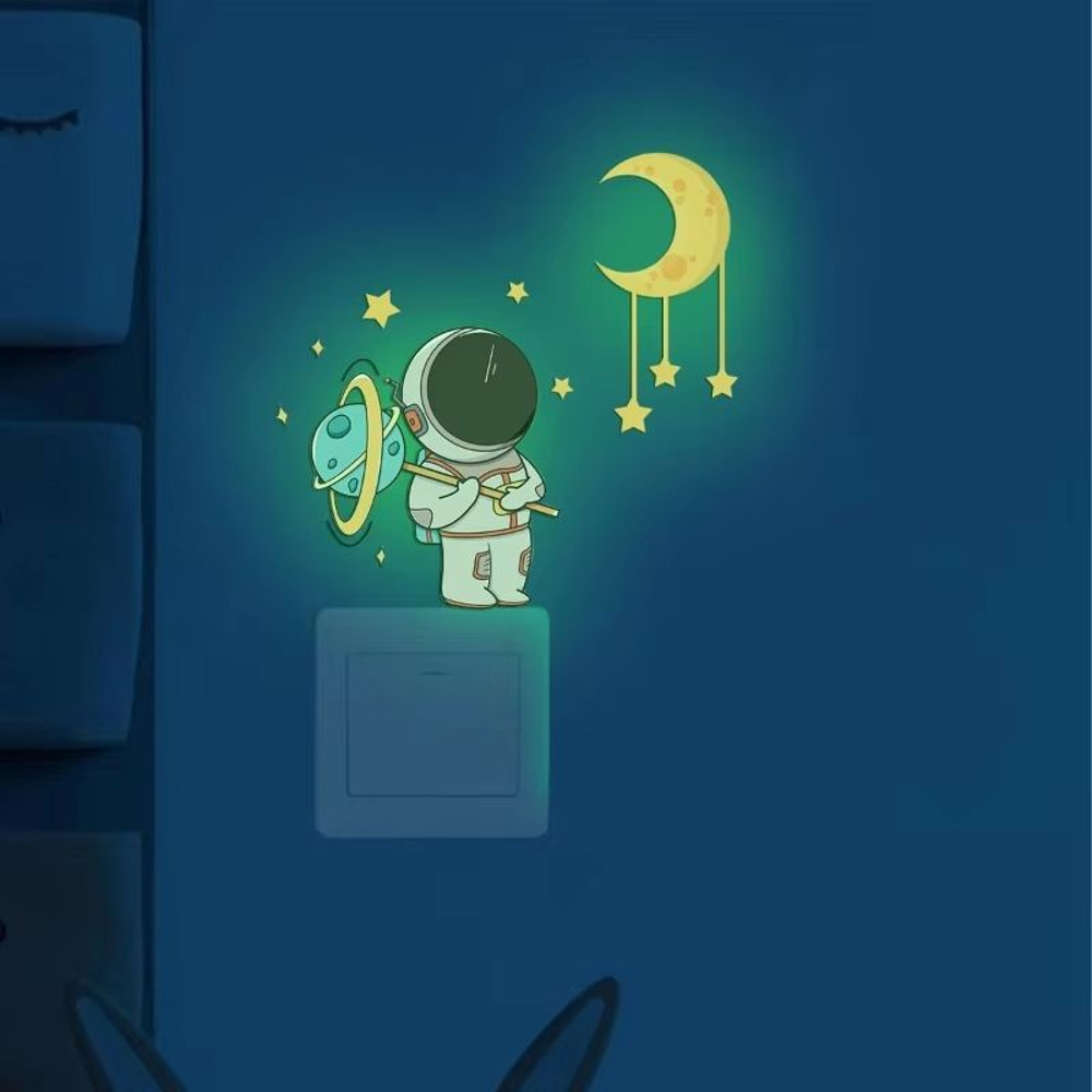 Luminous Astronaut Stars Moon Switch Wall Stickers 1