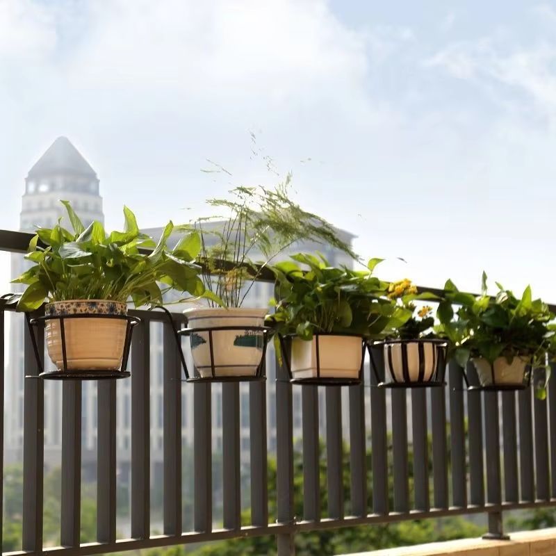 Iron Art Balcony Hanging Flower Pot Holder Basket 5