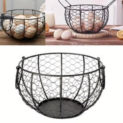 kitchen metal wire egg basket with farm chicken cover