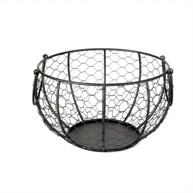 Kitchen Metal Wire Egg Basket With Farm Chicken Cover 1