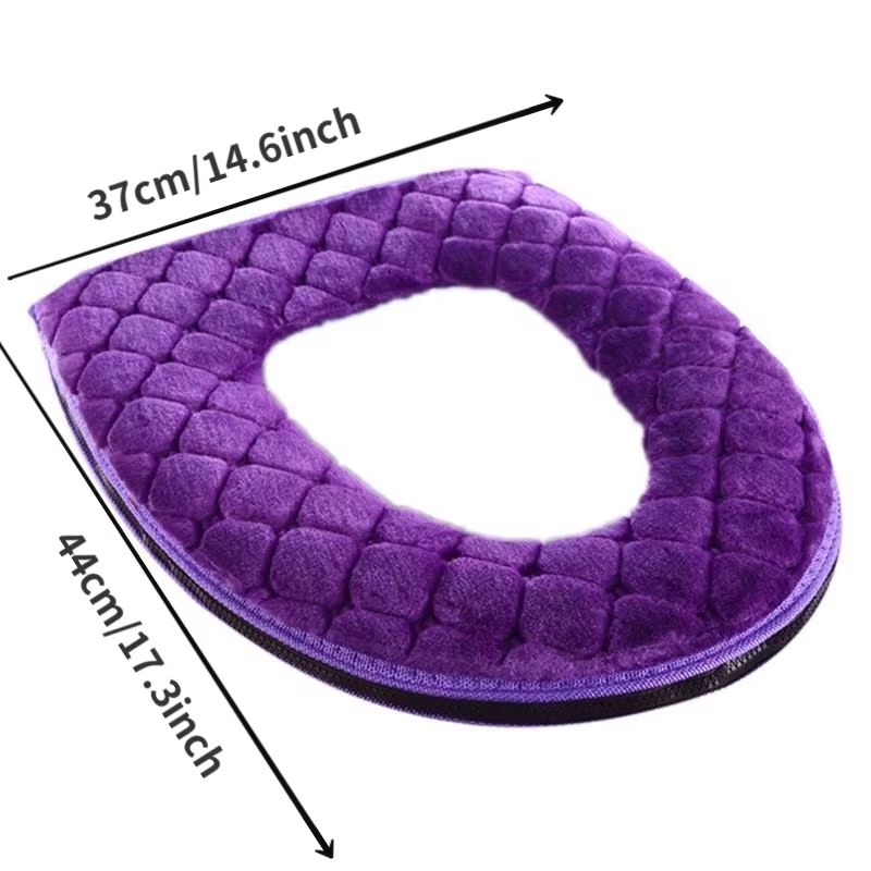 Plush Toilet Seat Cushion Winter Soft Washable Cover 1