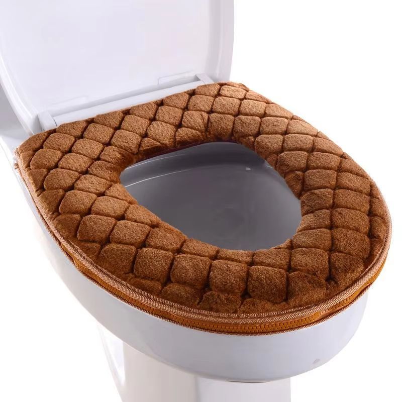 Plush Toilet Seat Cushion Winter Soft Washable Cover 4
