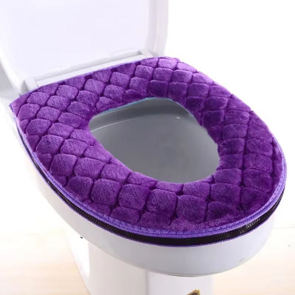 Plush Toilet Seat Cushion Winter Soft Washable Cover 6