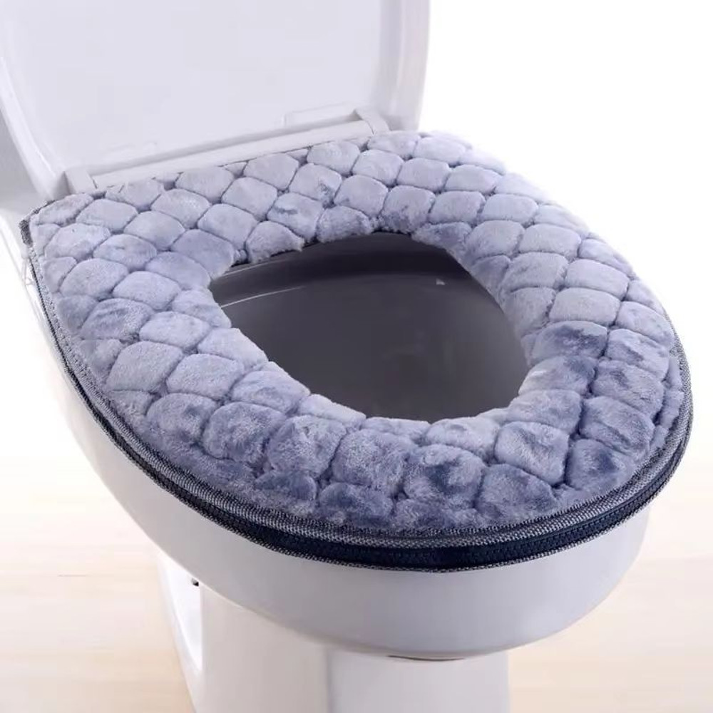 Plush Toilet Seat Cushion Winter Soft Washable Cover 7