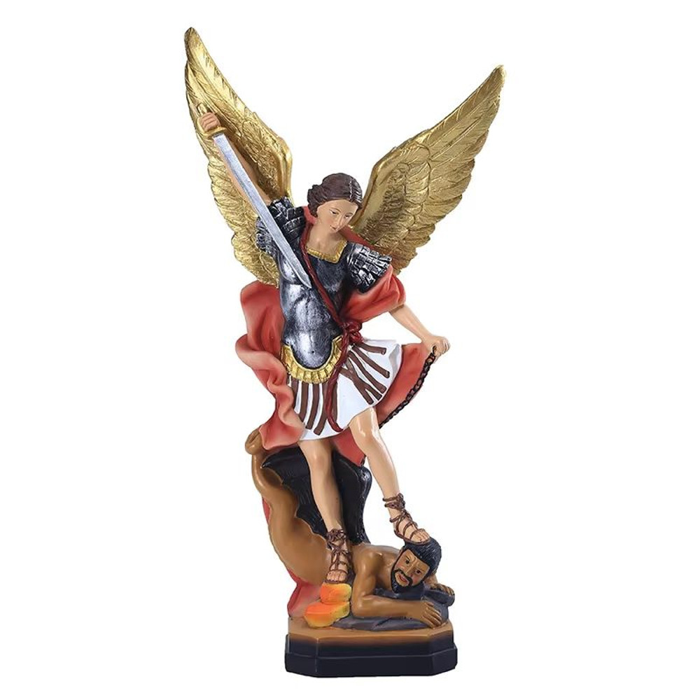 Saint Michael And The Dragon Resin Statue Figurine Home Decor 0