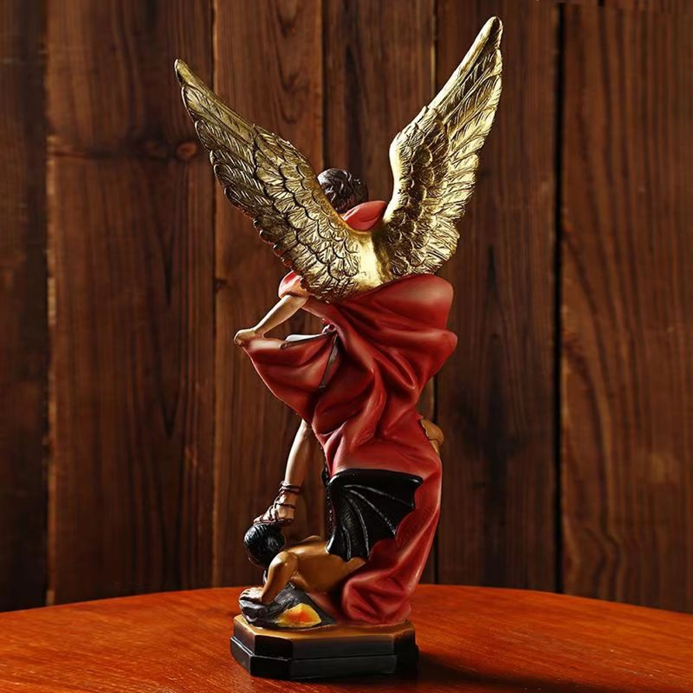 Saint Michael And The Dragon Resin Statue Figurine Home Decor 2