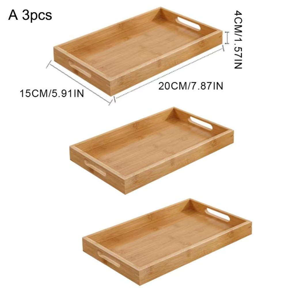 Wide Bamboo Organizer Tray Storage Bin With Handles 12