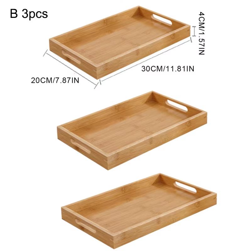 Wide Bamboo Organizer Tray Storage Bin With Handles 13