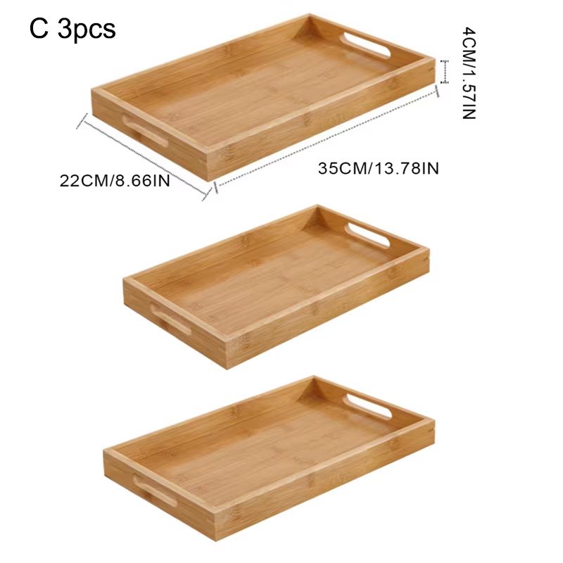 Wide Bamboo Organizer Tray Storage Bin With Handles 14