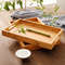 Wide Bamboo Organizer Tray Storage Bin With Handles 2