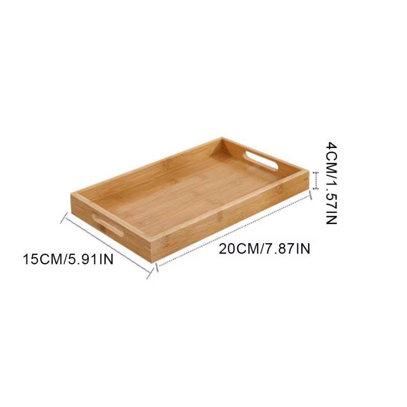 Wide Bamboo Organizer Tray Storage Bin With Handles 6
