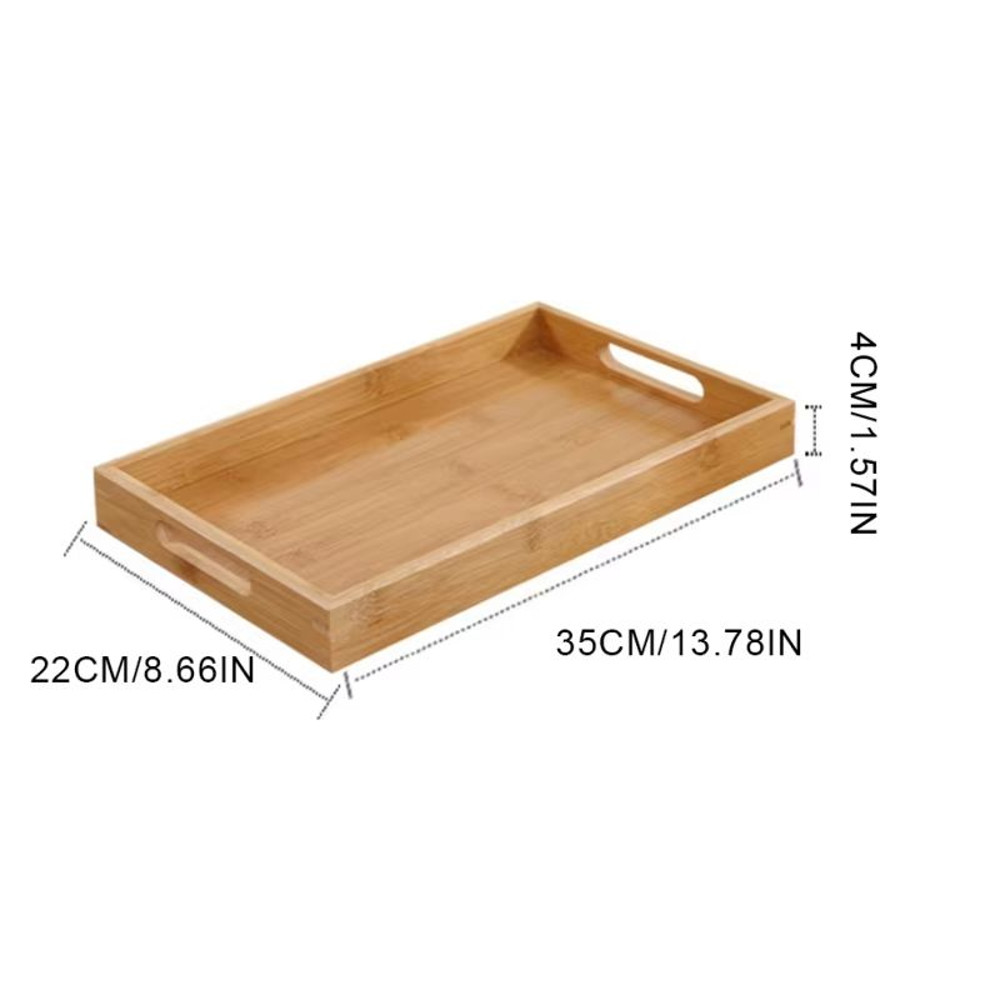 Wide Bamboo Organizer Tray Storage Bin With Handles 8
