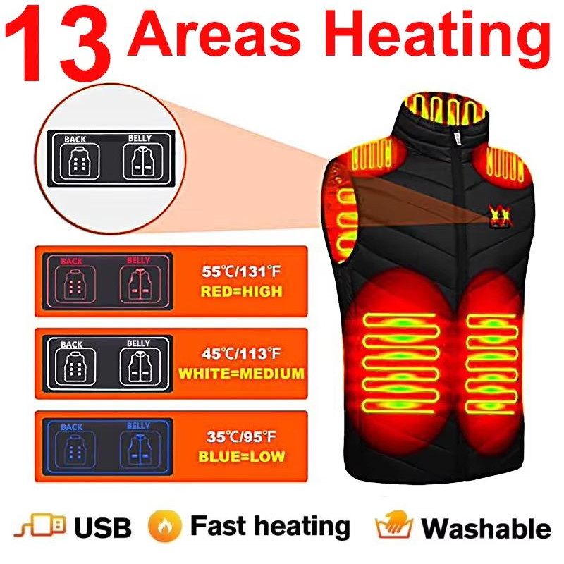 USB Heated Vest Electric Bodywarmer For Men Women With Adjustable Zones 1