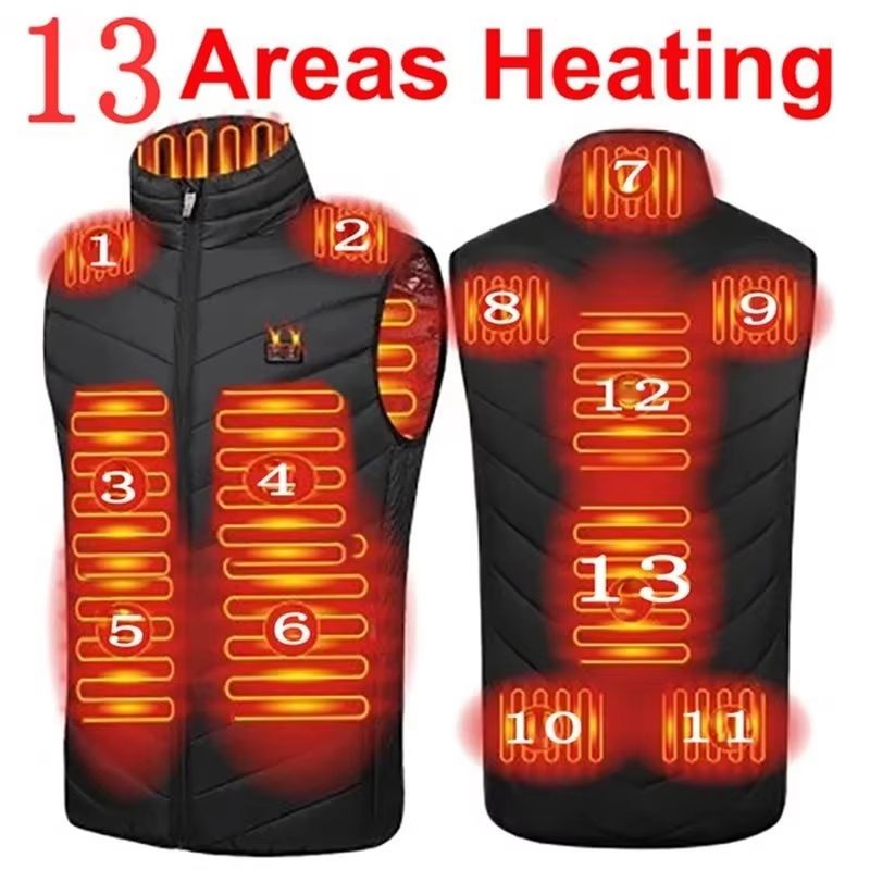 USB Heated Vest Electric Bodywarmer For Men Women With Adjustable Zones 8