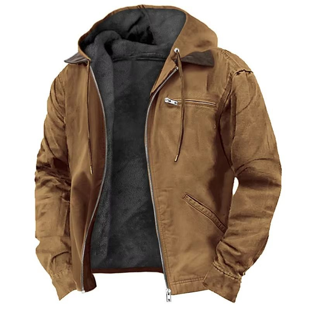 Mens Autumn Winter Fleecelined Zipper Hooded Casual Jacket 0