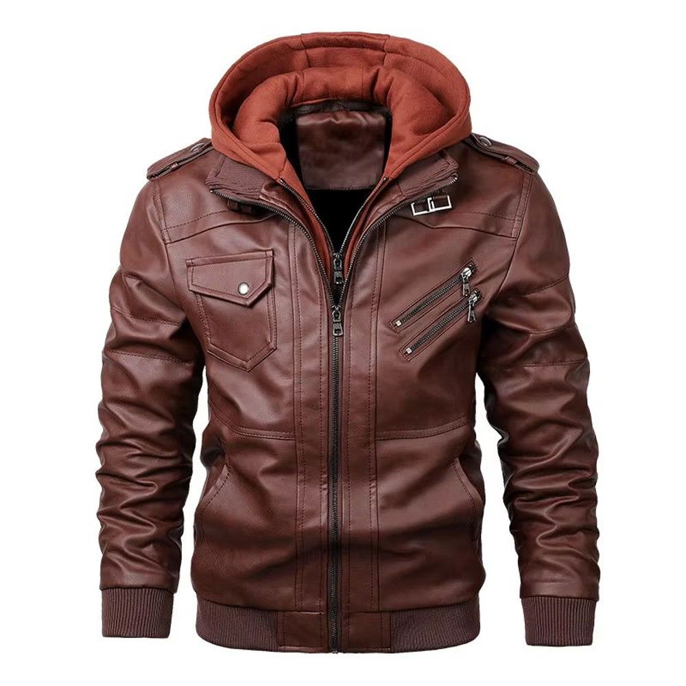 Ultimate Mens FauxLeather Biker Jacket Casual Autumn Moto Style 8