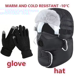 winter windproof riding hat with earmuffs, mask & goggles (2-piece set)