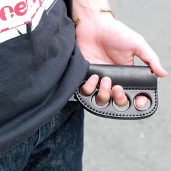 pu-leather portable multi-purpose lighter case & self-defense keychain