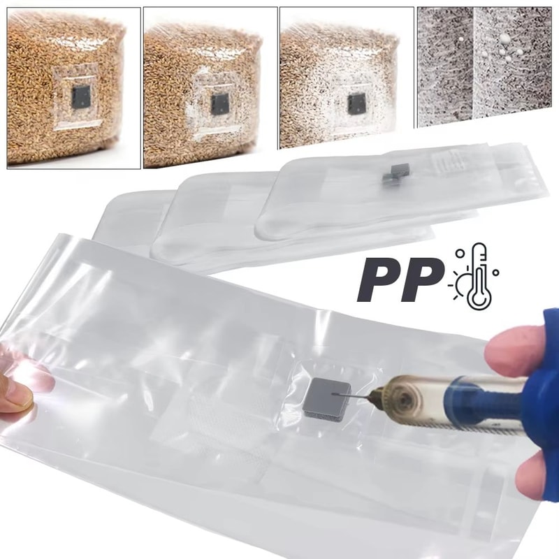10Piece Sterilized PP Grain Bag With SelfHealing Injection Port 02 M Filter Patch 1
