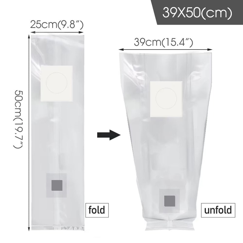 10Piece Sterilized PP Grain Bag With SelfHealing Injection Port 02 M Filter Patch 14