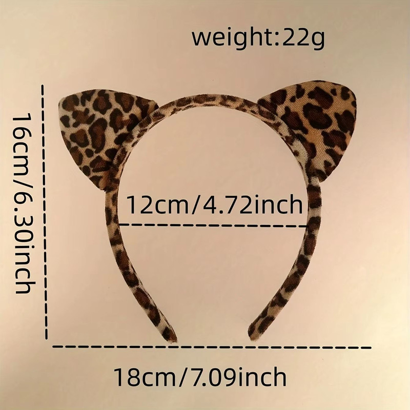 LeopardLuxe Cat Ear Headband Chic Leopard Print Fabric Hair Accessory 4