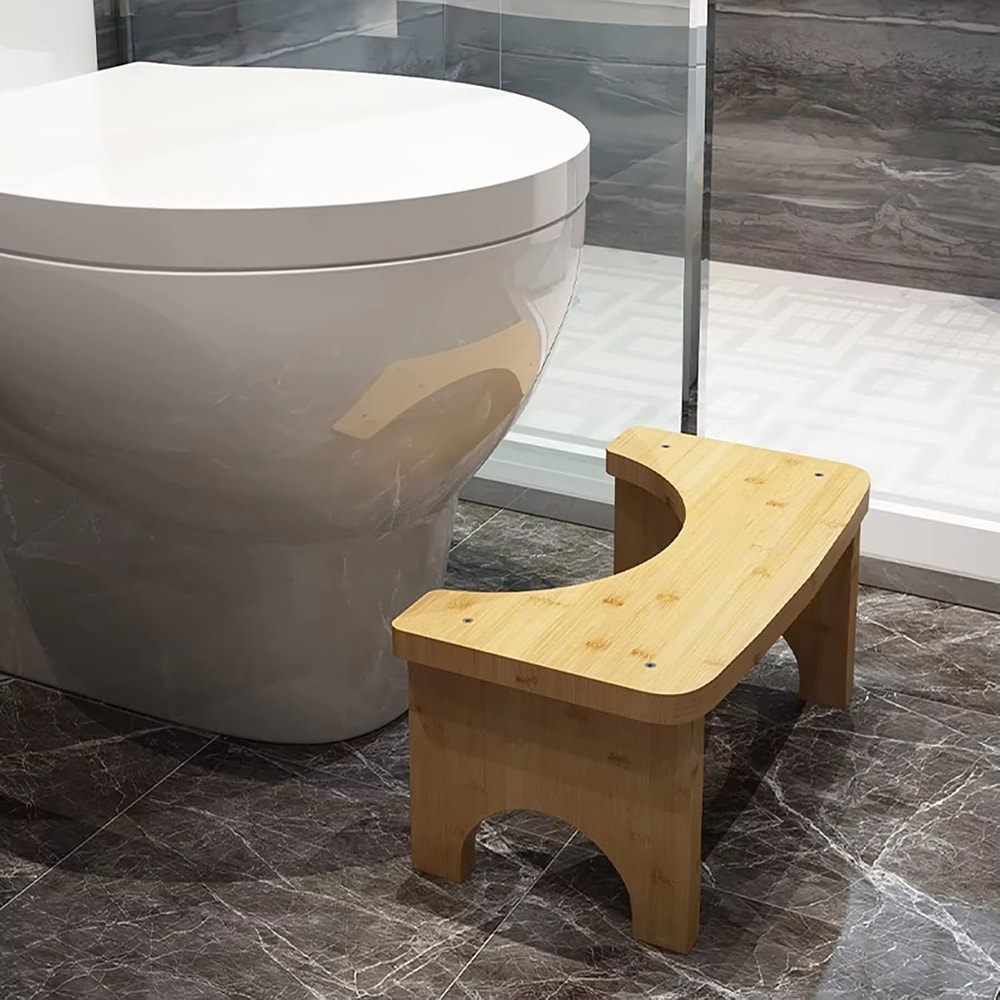 No Installation Bamboo Toilet Stool Non Slip Squatting Bathroom Footrest For Adults And Children 7