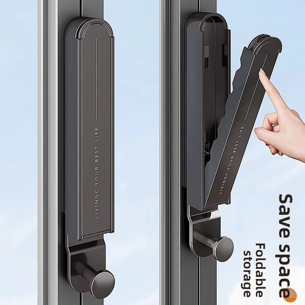 No Drilling Foldable Aerospace Aluminum Clothes Drying Rack For Balcony And Indoor Windows 1