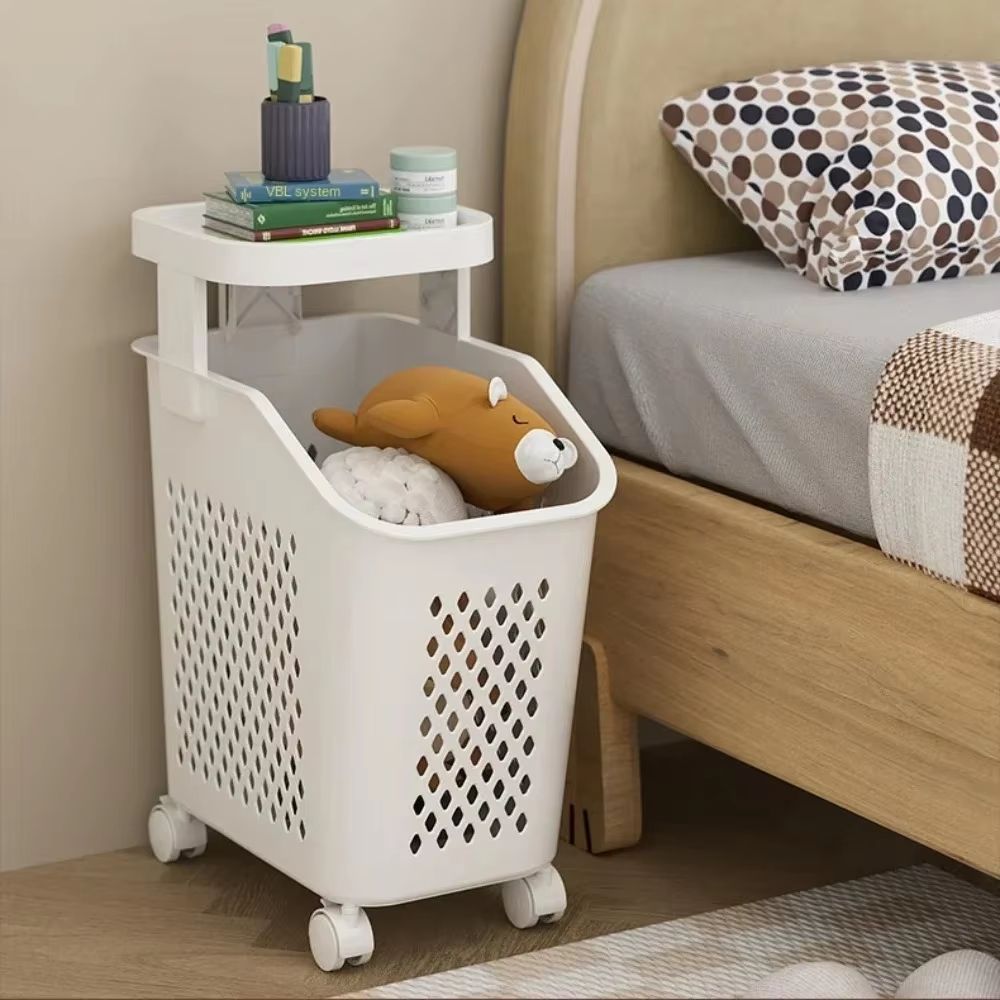 Multilayer Wheeled PP Plastic Laundry Storage Basket Cart 5