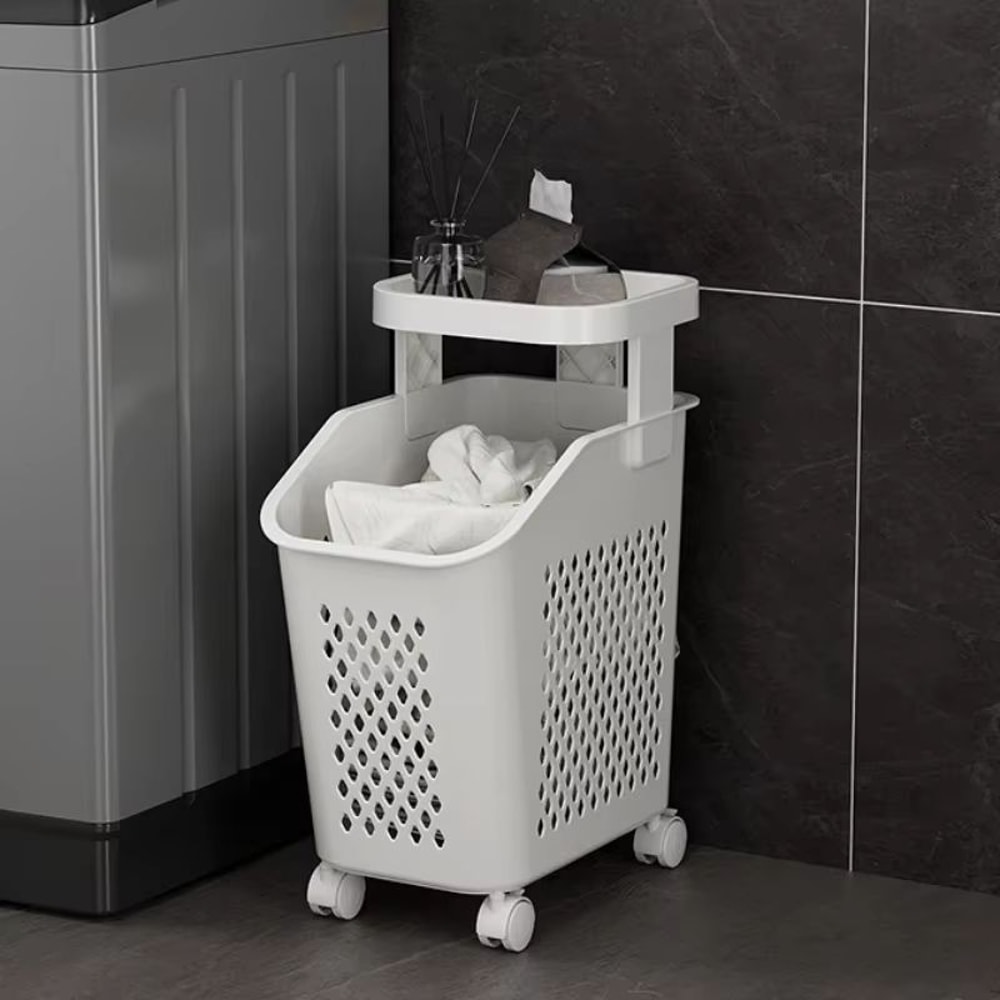 Multilayer Wheeled PP Plastic Laundry Storage Basket Cart 6