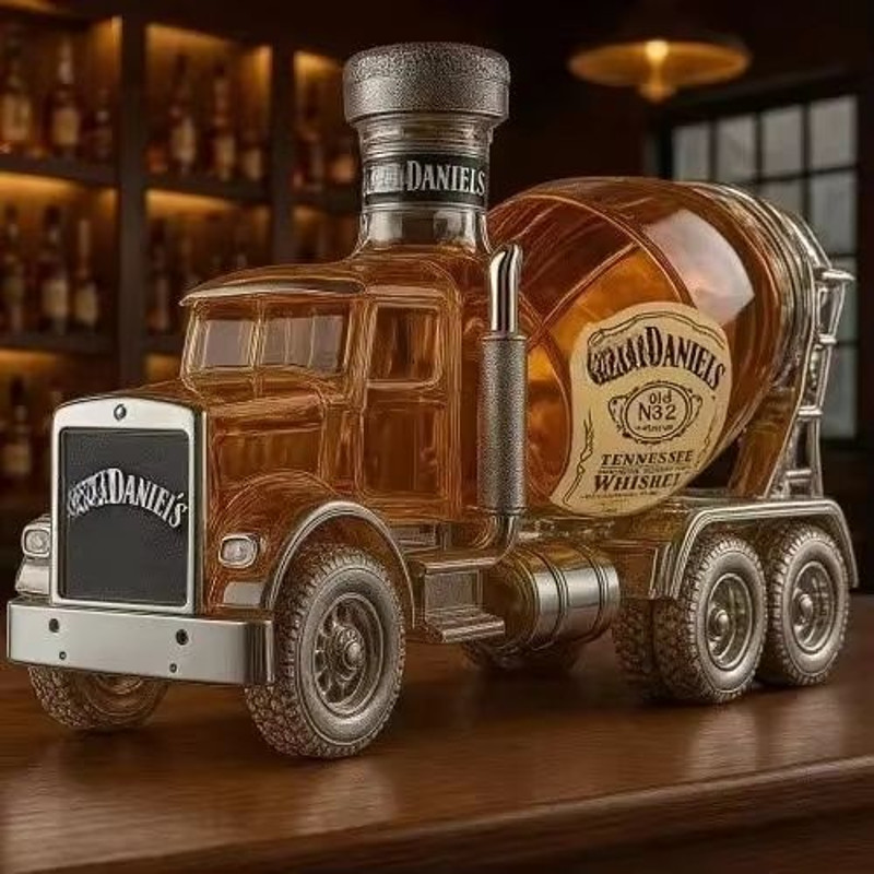 IndustrialMix Glass Spirits Dispenser Creative Cement Blender Design Bottle For Whiskey Vodka 9