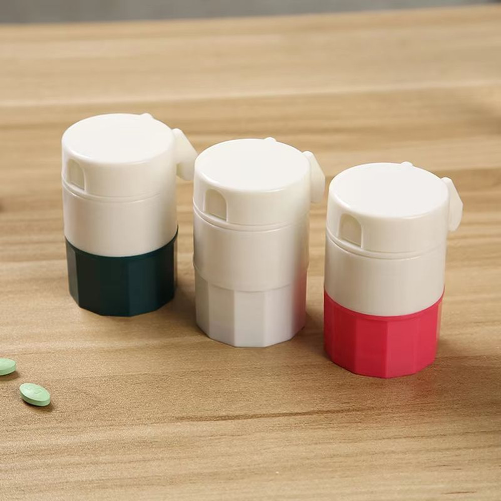 4 In 1 Portable Pill Case With Cutter Grinder And Storage Compartments 1