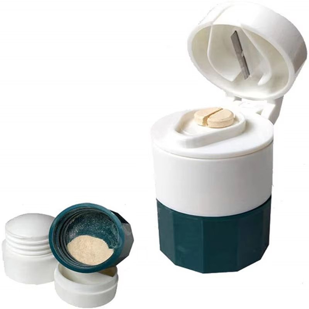 4 In 1 Portable Pill Case With Cutter Grinder And Storage Compartments 5
