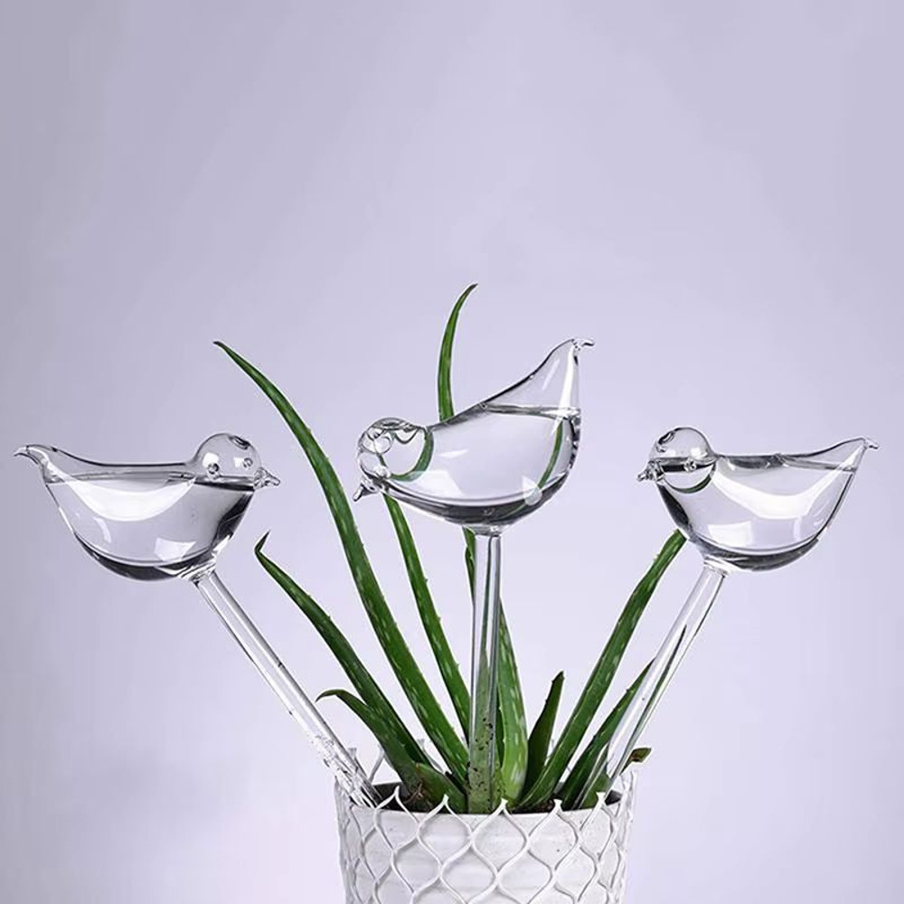 BirdShaped Self Watering Globes HandBlown Clear Glass Aqua Bulbs For Indoor And Outdoor Plants 3