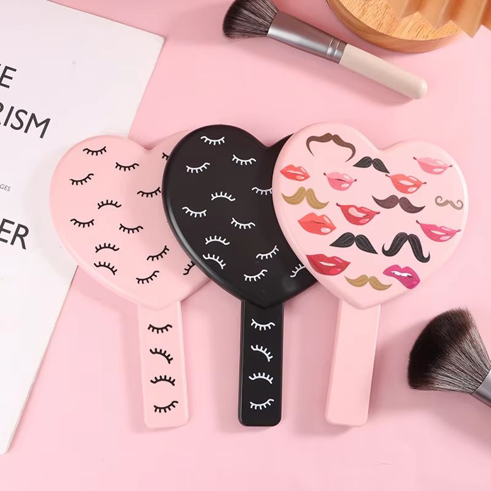 HeartShaped Handheld Eyelash Inspection Mirror Portable Makeup Gadget 0