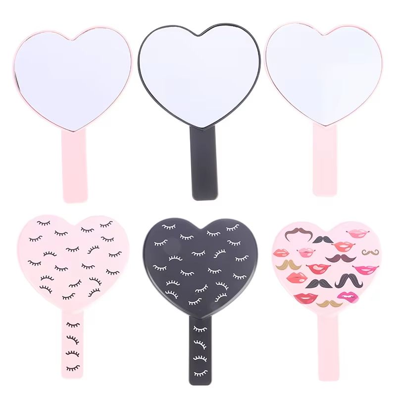 HeartShaped Handheld Eyelash Inspection Mirror Portable Makeup Gadget 1