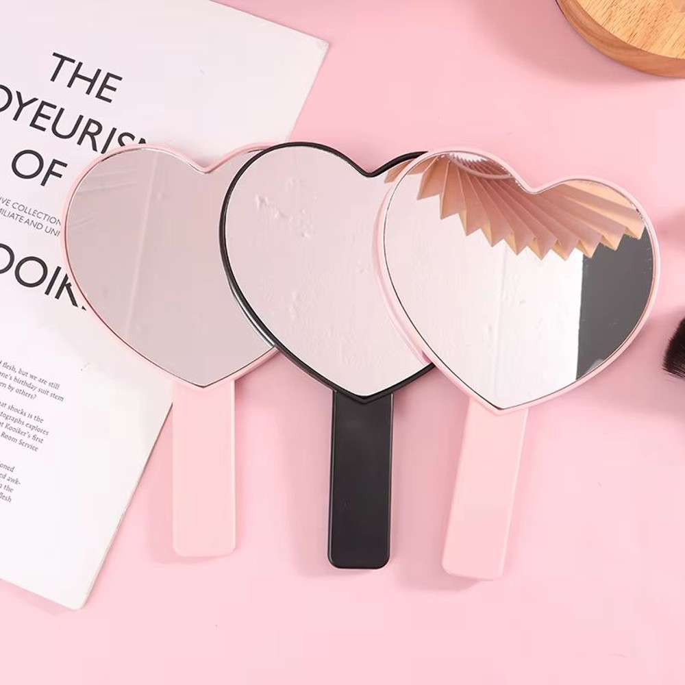 HeartShaped Handheld Eyelash Inspection Mirror Portable Makeup Gadget 3