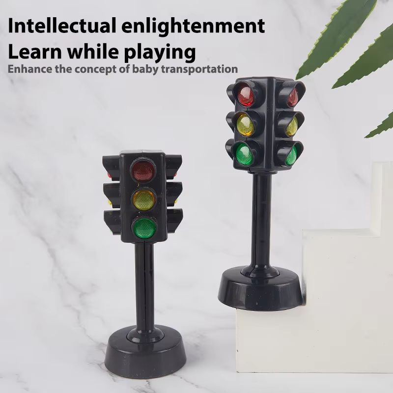 2 Piece Traffic Light Toy Set Mini Parking Lot Scene Educational Model For Kids 1