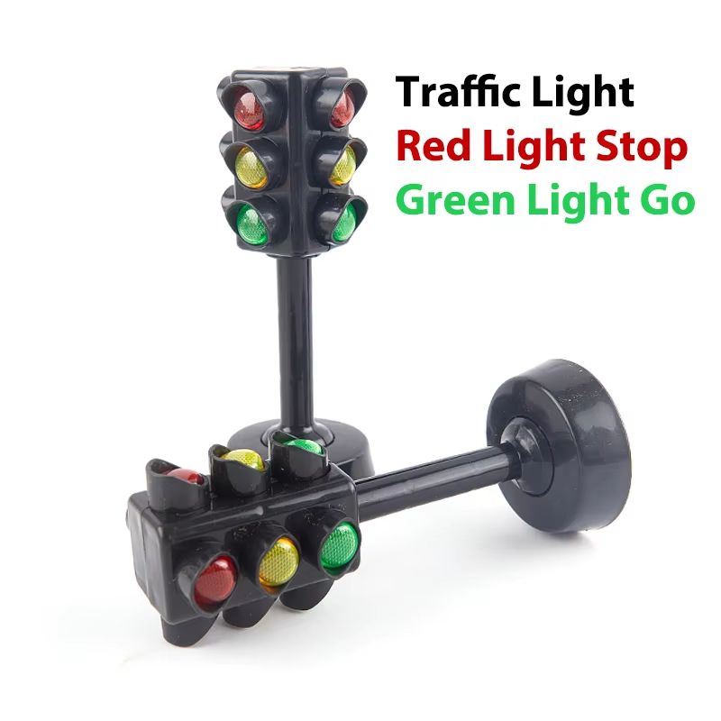 2 Piece Traffic Light Toy Set Mini Parking Lot Scene Educational Model For Kids 3