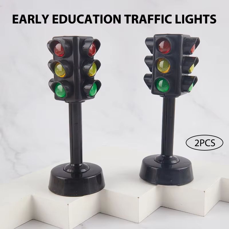 2 Piece Traffic Light Toy Set Mini Parking Lot Scene Educational Model For Kids 6