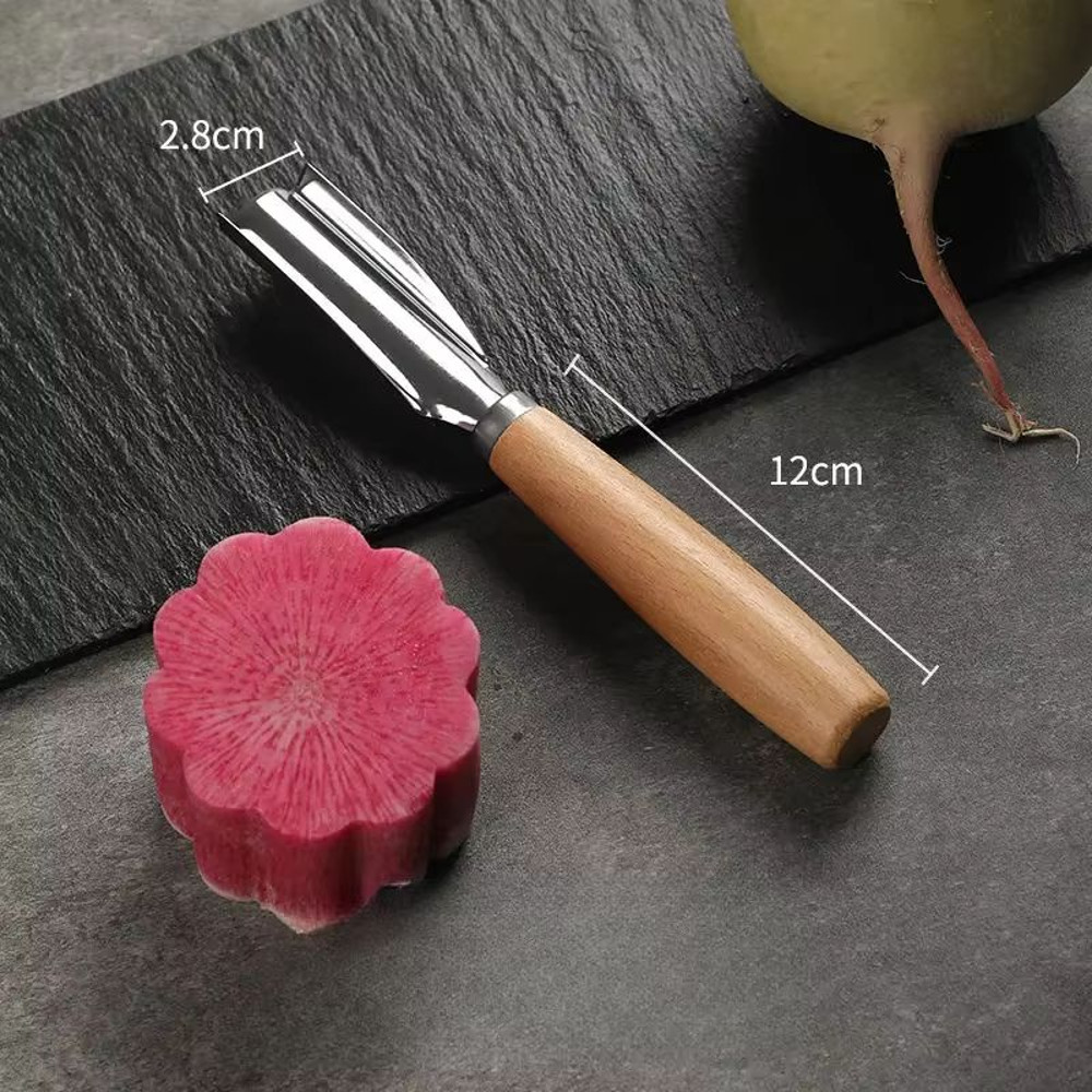 Decorative Fruit And Vegetable Slicer Broach Knife Radish Flower Heart Garnish Tool 6