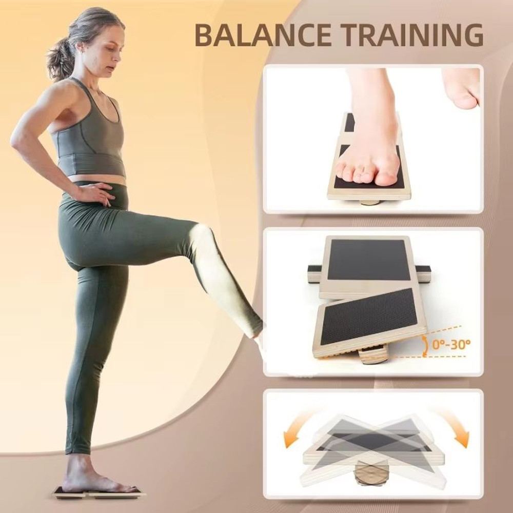 Single Foot Wooden Balance Board Ankle Strengthener And Posture Trainer 3
