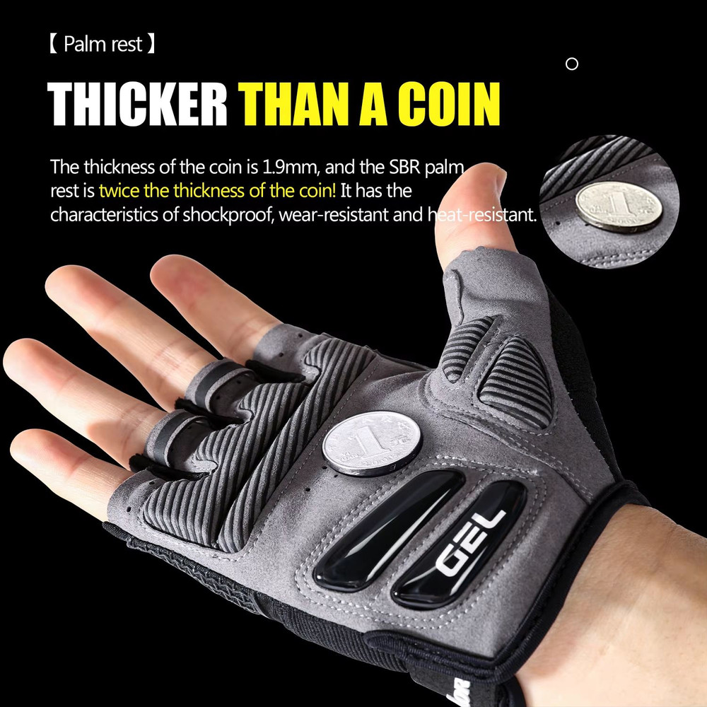 AntiSlip Half Finger Cycling Gloves With ShockAbsorbing Padding Breathable For Men Women 4