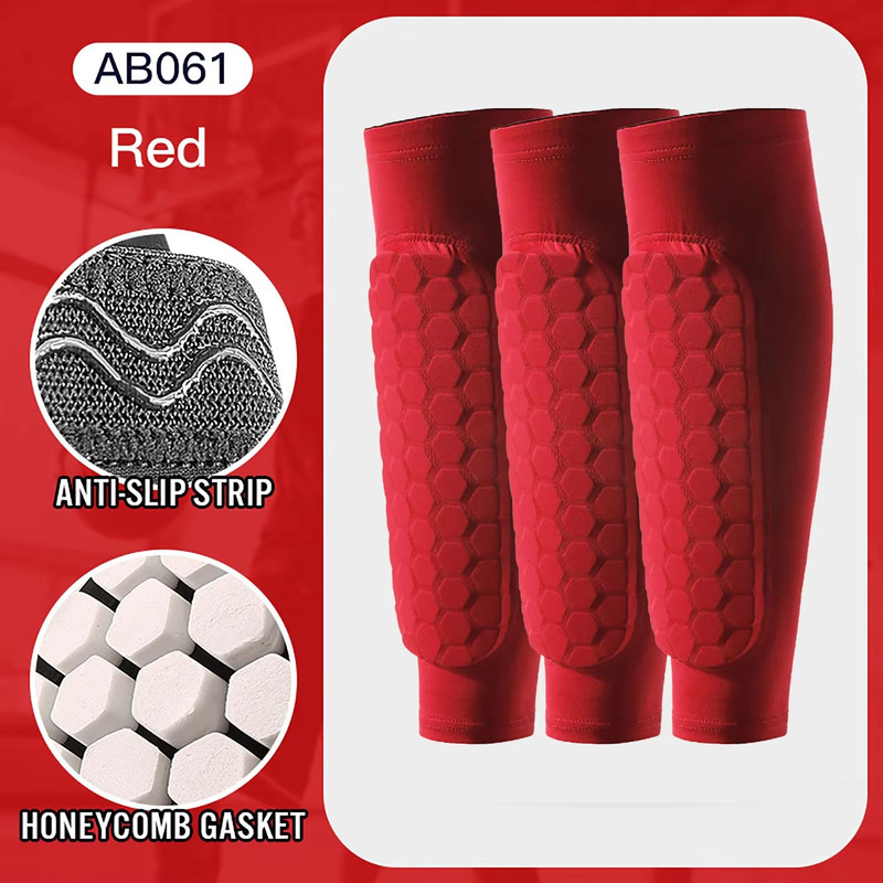Honeycomb Shin Guards Leg Sleeves Shockproof Soccer Protection With AntiSlip Grip 19
