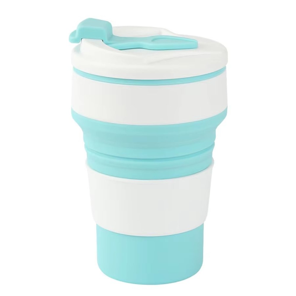 TravelFold 12oz Silicone Collapsible Cup With Lid Reusable Portable Coffee HotDrink Mug 8