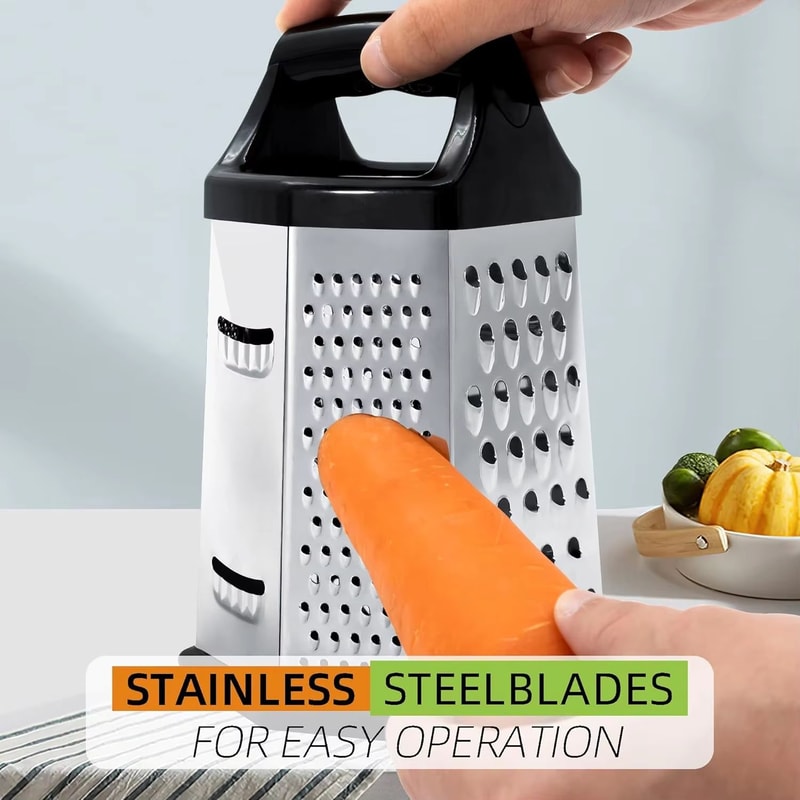 MultiSlice 6Side Stainless Steel Box Grater Multifunction Kitchen Slicer Shredder 0