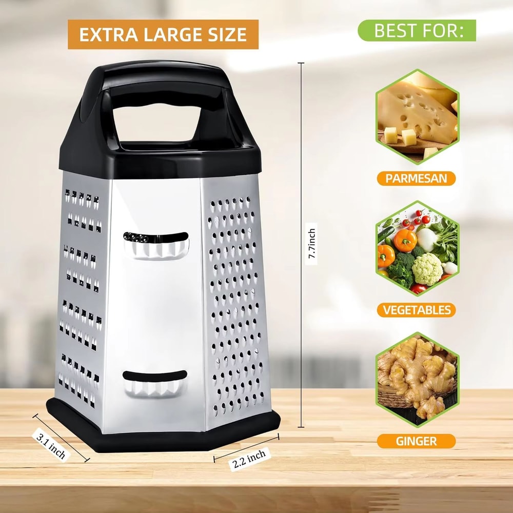 MultiSlice 6Side Stainless Steel Box Grater Multifunction Kitchen Slicer Shredder 5