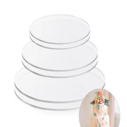 cakedisplay pro reusable acrylic round cake disc set (2-pack) – 4 inch / 6 inch / 8 inch / 10 inch diy base plates