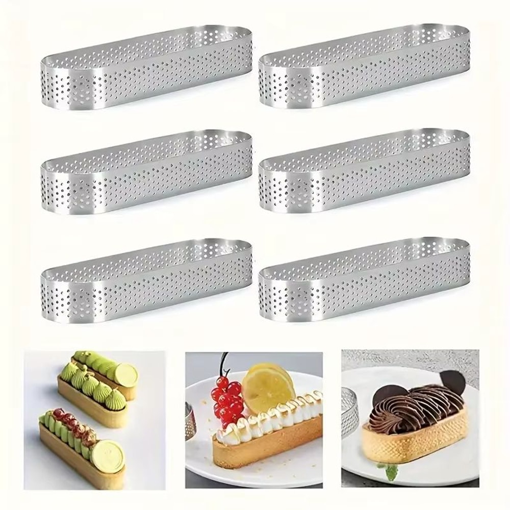 Oval Stainless Steel Perforated Tart Ring Set 36Piece Muffin Tart Mold Kit 0