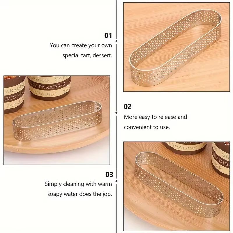 Oval Stainless Steel Perforated Tart Ring Set 36Piece Muffin Tart Mold Kit 2