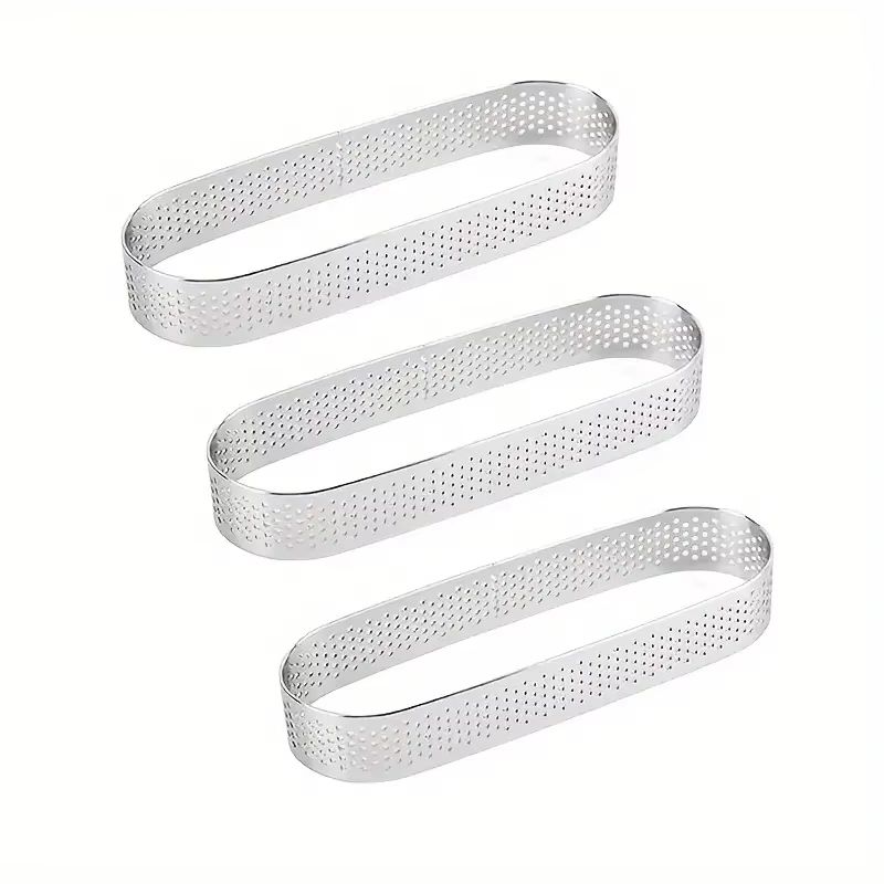 Oval Stainless Steel Perforated Tart Ring Set 36Piece Muffin Tart Mold Kit 6